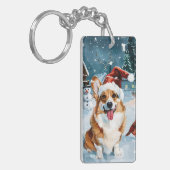 Corgi Winter Wonderland Kerstvreugde Sleutelhanger (Voorkant Links)