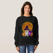 Corgi Witch Autumn Fall Pumpkin Halloween Costume Trui (Voorkant volledig)