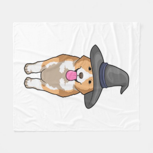 Corgi Witch Fleece Deken (Voorkant (Horizontaal))