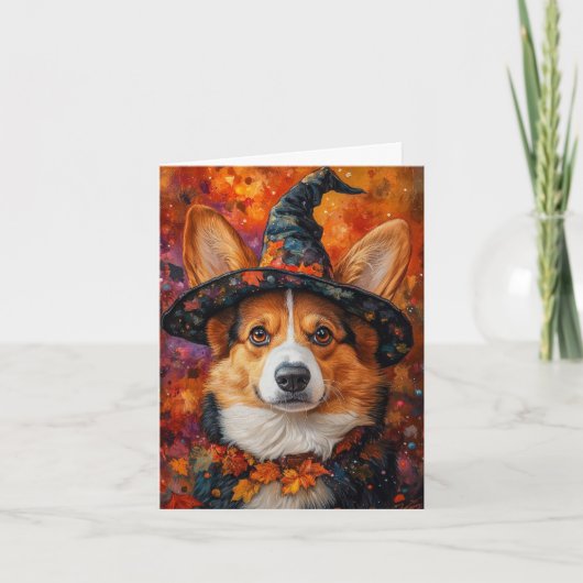Corgi Witch Halloween Feestdagen Kaart (Voorkant)