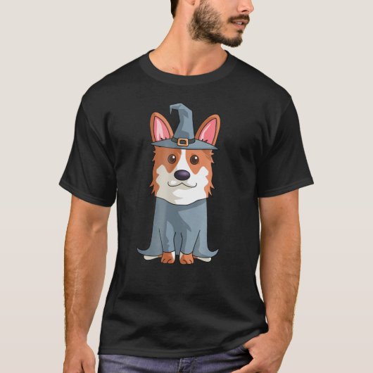 Corgi Witch Halloween Gif T-shirt (Voorkant)