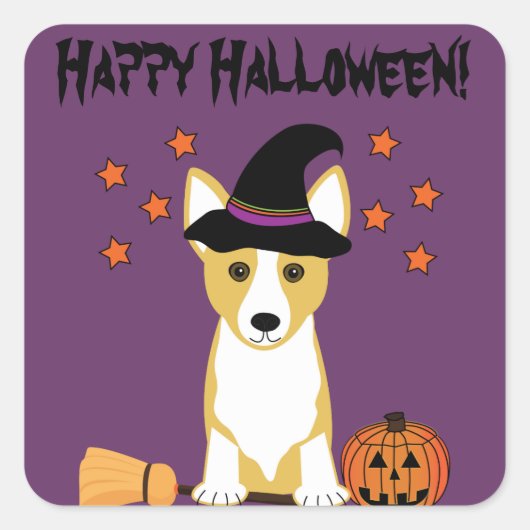 Corgi Witch Halloween Stickers (Voorkant)