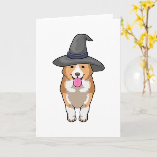 Corgi Witch Kaart (Gele Bloem)