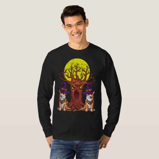 Corgi Witch Pet Halloween Kostuum Hondenliefhebber T-shirt (Voorkant volledig)