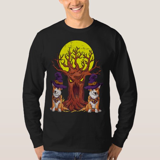 Corgi Witch Pet Halloween Kostuum Hondenliefhebber T-shirt (Voorkant)