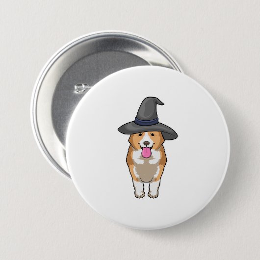 Corgi Witch Ronde Button 7,6 Cm (Voorkant /achterkant)
