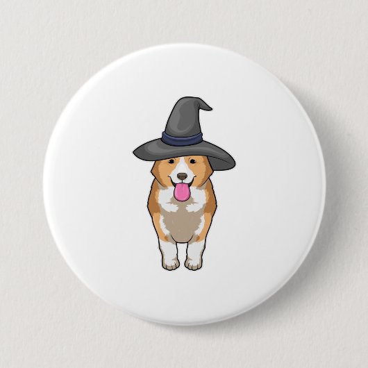 Corgi Witch Ronde Button 7,6 Cm (Voorkant)