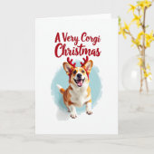 Corgi with Reindeer antlers Christmas Card Kaart (Gele Bloem)