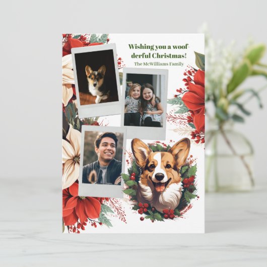 Corgi Wonderland Familie Feestdagenkaart (Staand voorkant)