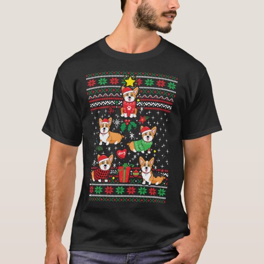 Corgi Xmas Boom Santa Hond Lelijke Kerstmis T-shirt (Voorkant)