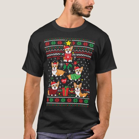 Corgi Xmas Tree Santa Dog  Ugly Christmas T-shirt (Voorkant)