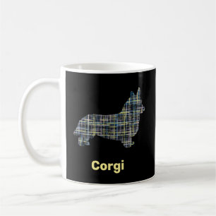Corgi Yellow & Black Grid Line Koffiemok