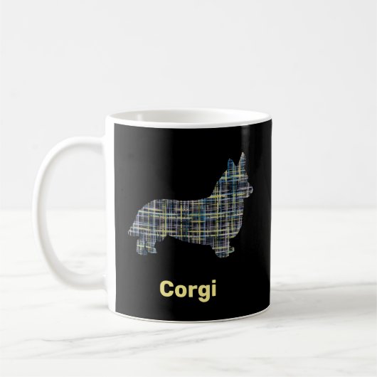 Corgi Yellow & Black Grid Line Koffiemok (Links)