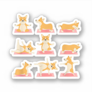 Corgi Yoga Shirt-Yoga Corgi Dog on Mat-Cool Gifts Sticker