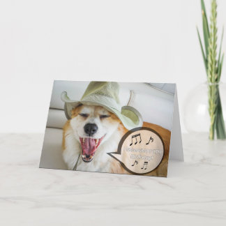 Corgi zingt gelukkige verjaardag kaart