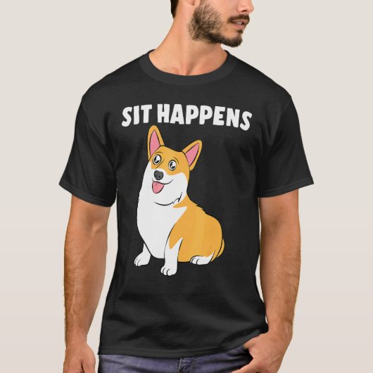 Corgi Zit Gebeurt T-shirt (Voorkant)
