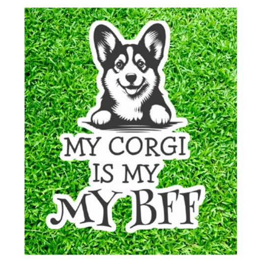 Corgi Zwart-wit Beste harige vriend Thema Sticker