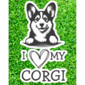 Corgi zwart-wit hart thema sticker