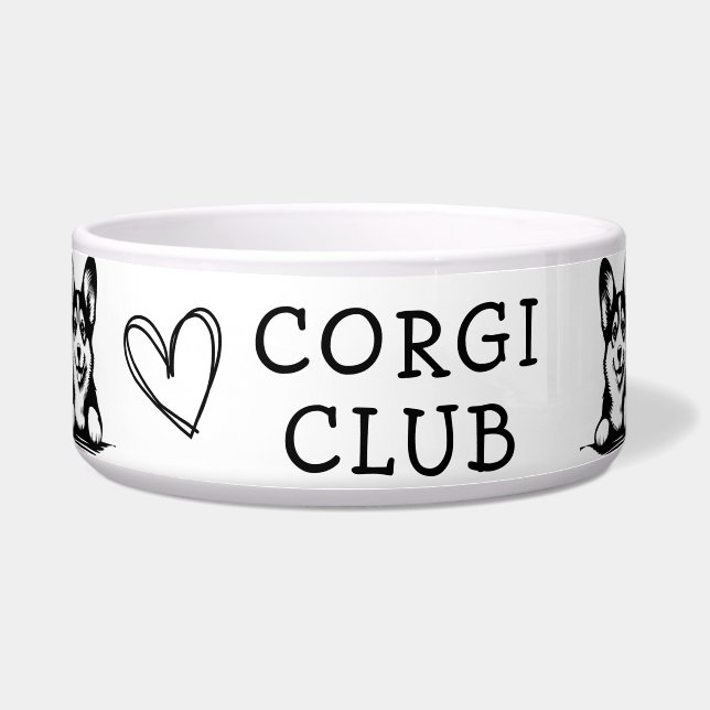 Corgi zwart-wit thema voerbakje (Voorkant)