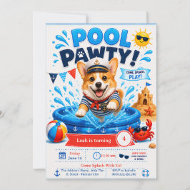 Corgi Zwembad Feest Verjaardag - Zee Kapitein Kaart