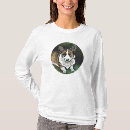 "Corgie" Dog Art Reproduction Dames Shirt (Voorkant)