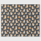 Corgie in Kawaii stijl Cadeaupapier (Vlak)