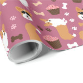 Corgis and Cupcakes Birthday Party Cadeaupapier (Rol Hoek)