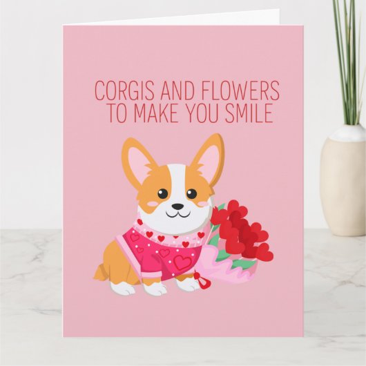 Corgis and Flowers Galentine's Day Card Kaart (Voorkant)