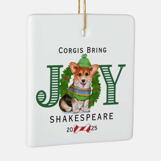 Corgis Bring Joy Keramisch Ornament (Rechts)