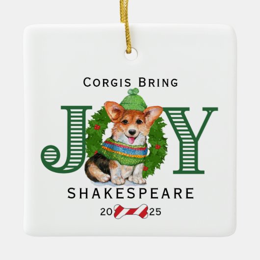 Corgis Bring Joy Keramisch Ornament (Voorkant)