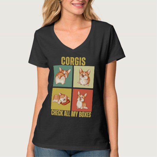Corgis Check All My Boxes  Corgi T-shirt (Voorkant)