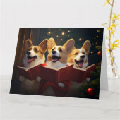 Corgis Christmas Caroling feestelijke vakantie Kaart (Gele Bloem)