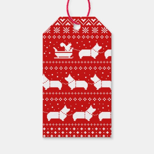 Corgis Christmas Sleigh Dogs Vakantie van Cadeaulabel (Voorkant)