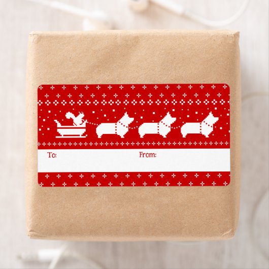 Corgis Christmas Sleigh Dogs Vakantie van Etiket (Insitu)