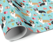 Corgis Dog Birthday Wrapping Paper Cadeaupapier (Rol Hoek)