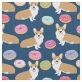 Corgis Donuts Fabric - Corgi donut design Stof (Close Up)