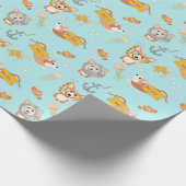 Corgis duikt in oceaanpatroon cadeaupapier (Hoek)