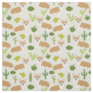 Corgis en Cactus Fabric - schattig naaiwerk Stof