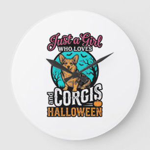 Corgis en Halloween Meisje Vintage Gravure Shirt  Grote Klok