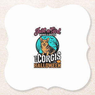 Corgis en Halloween Meisje Vintage Gravure Shirt  Kartonnen Onderzetters