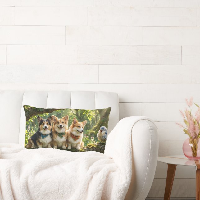Corgi's en Vogel Kussen (Bank)