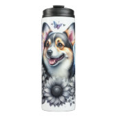 Corgi's Grijswaarde Bloemen Verrukking Thermosbeker (Voorkant)