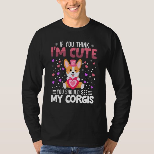 Corgis Heart Valentine's Day Animal For Womens Kid T-shirt (Voorkant)