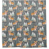 Corgis in de bergen en het bospatroon douchegordijn (Voorkant)