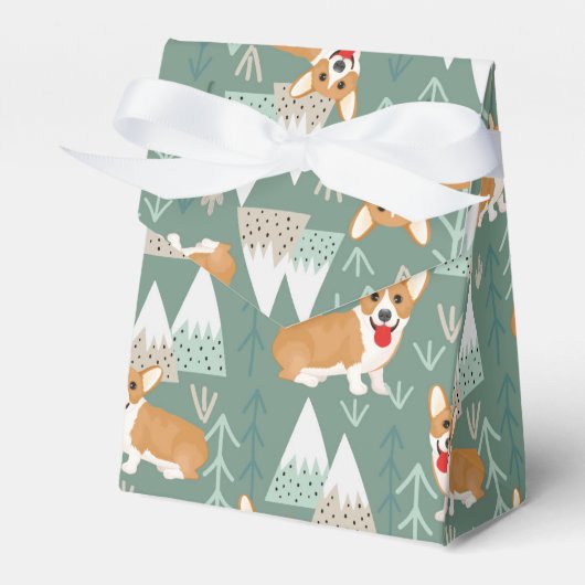 Corgis in de bergen Forest Pattern Bedankdoosjes (Voorkant Zijde)
