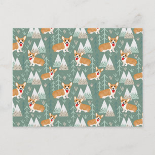 Corgis in de bergen Forest Pattern Briefkaart