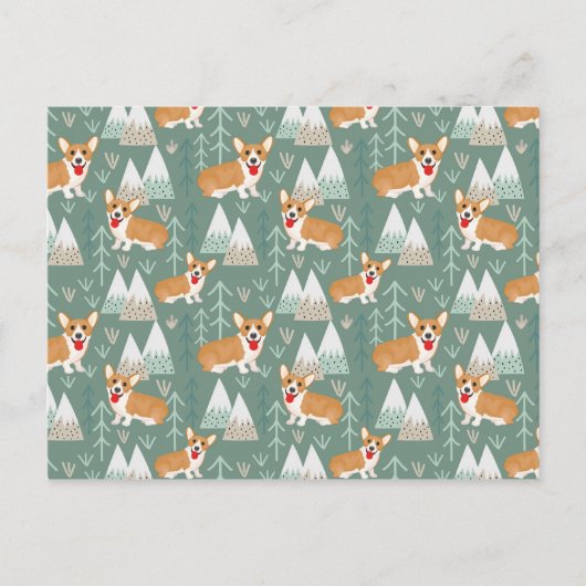 Corgis in de bergen Forest Pattern Briefkaart (Voorkant)