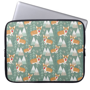 Corgis in de bergen Forest Pattern Laptop Sleeve