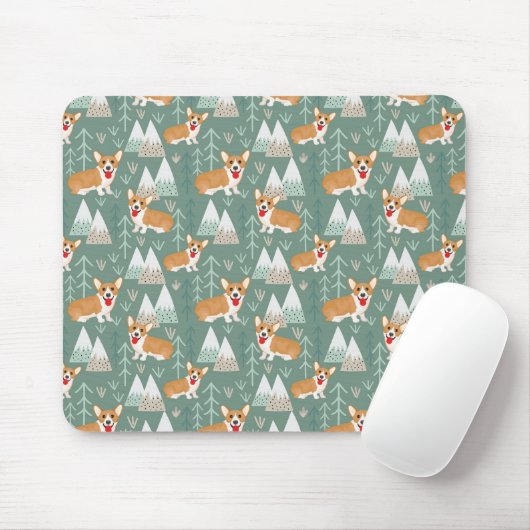 Corgis in de bergen Forest Pattern Muismat (Met muis)