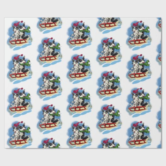 corgis in de sneeuw cadeaupapier (Vlak)